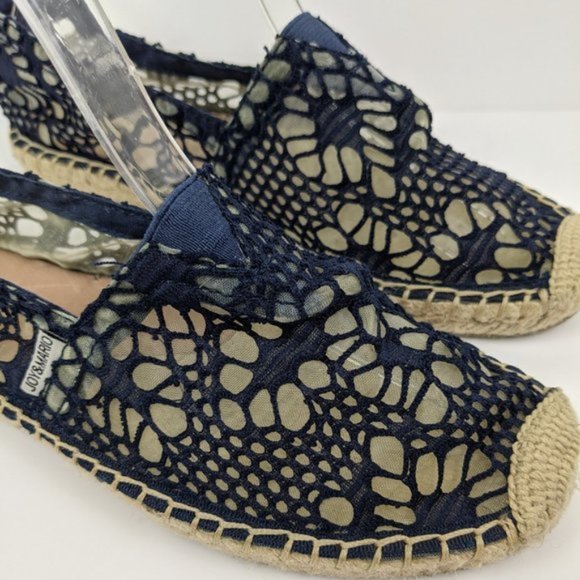 Joy & Mario Daisy Navy Blue Lace Espadrille Flats - Picture 2 of 9